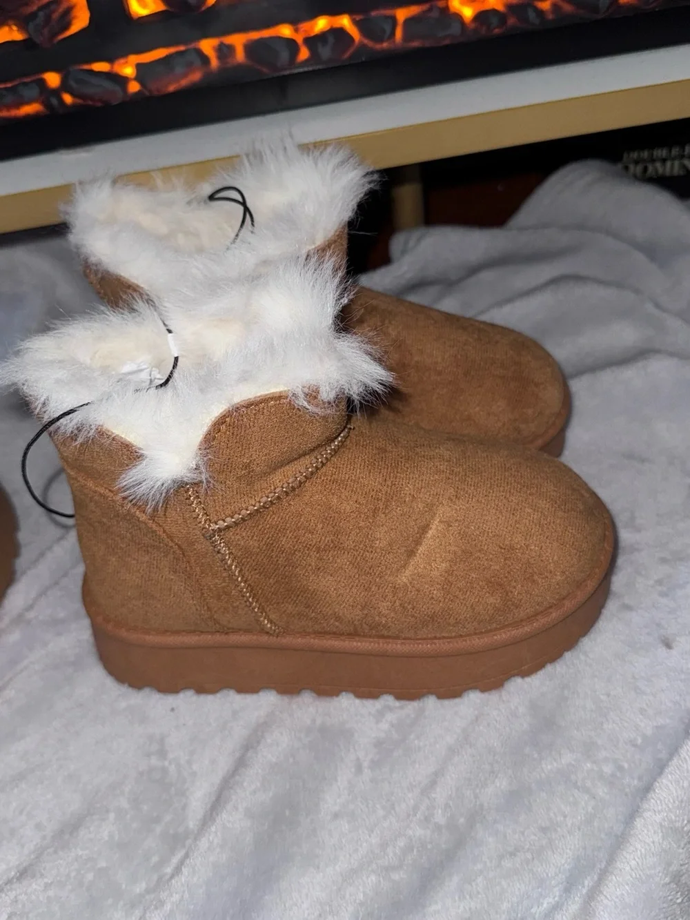 Pop Girls shearling-style boots for girls; sizes available: 11, 12, and 4.